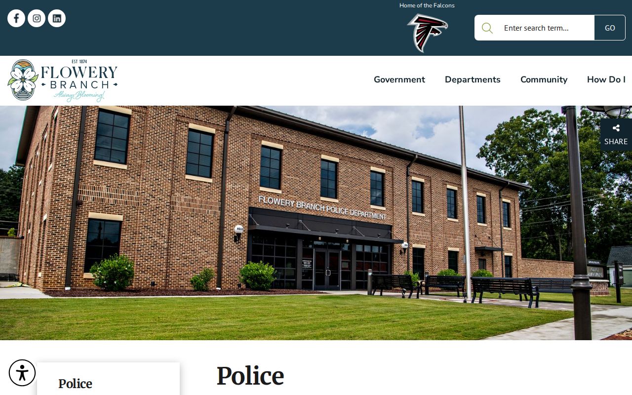 Flowery Branch warrant records police department contact and hours page