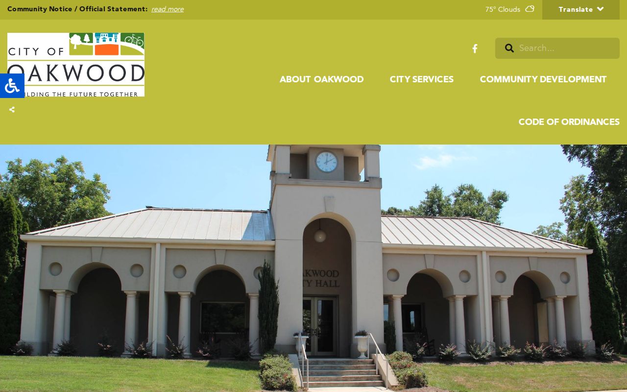Oakwood warrant records court services page with payment and court rules