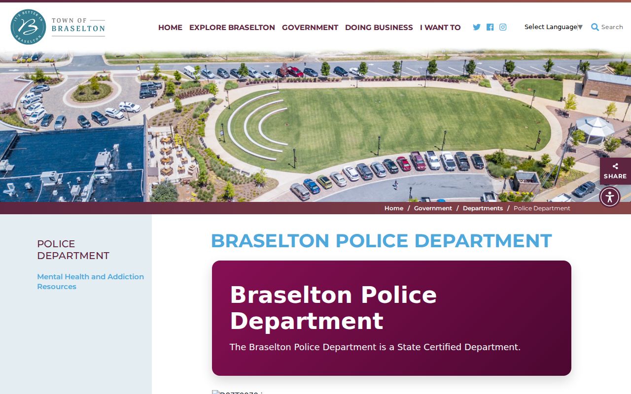 Braselton warrant records police department contact page