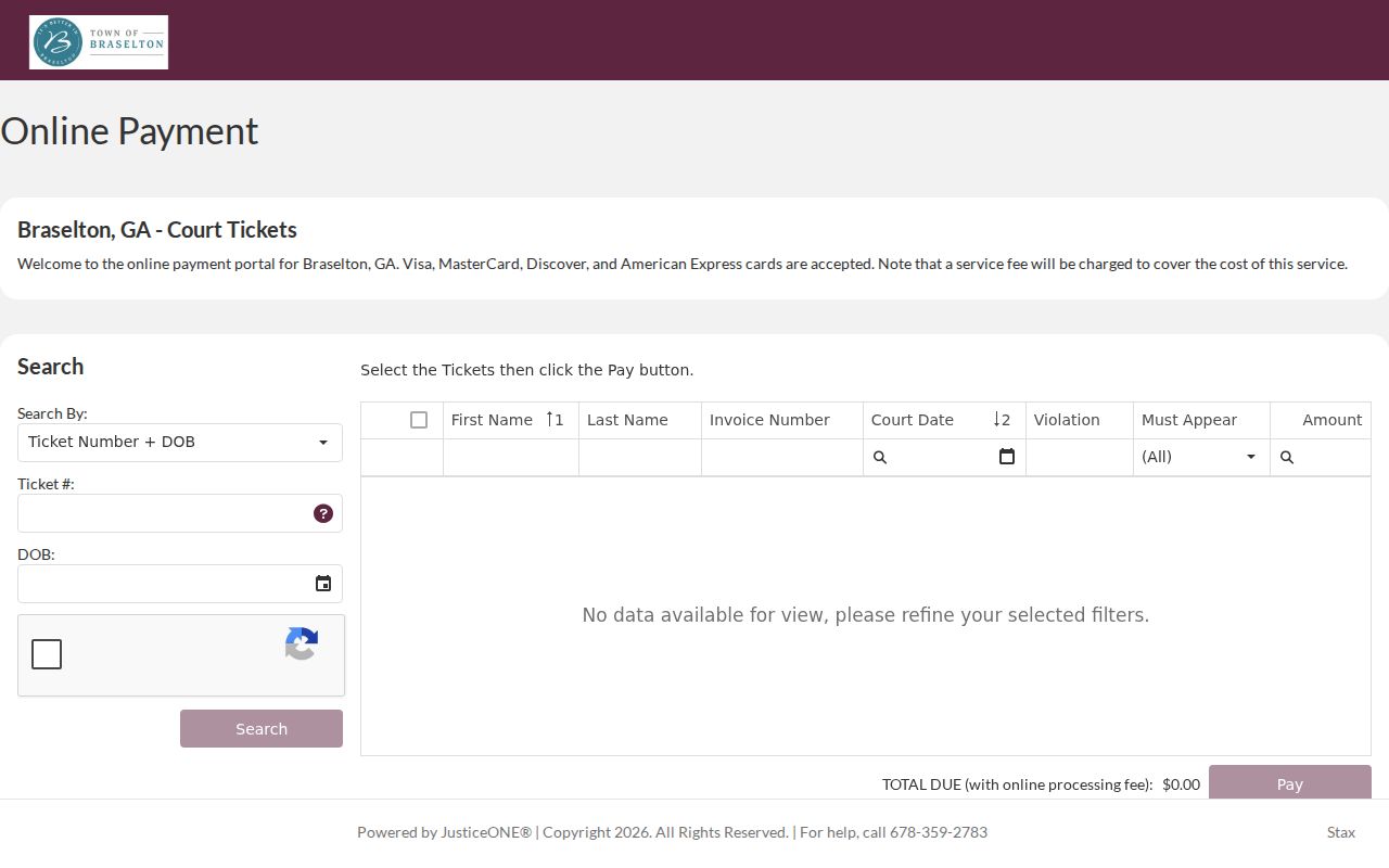 Braselton warrant search town ticket payment portal